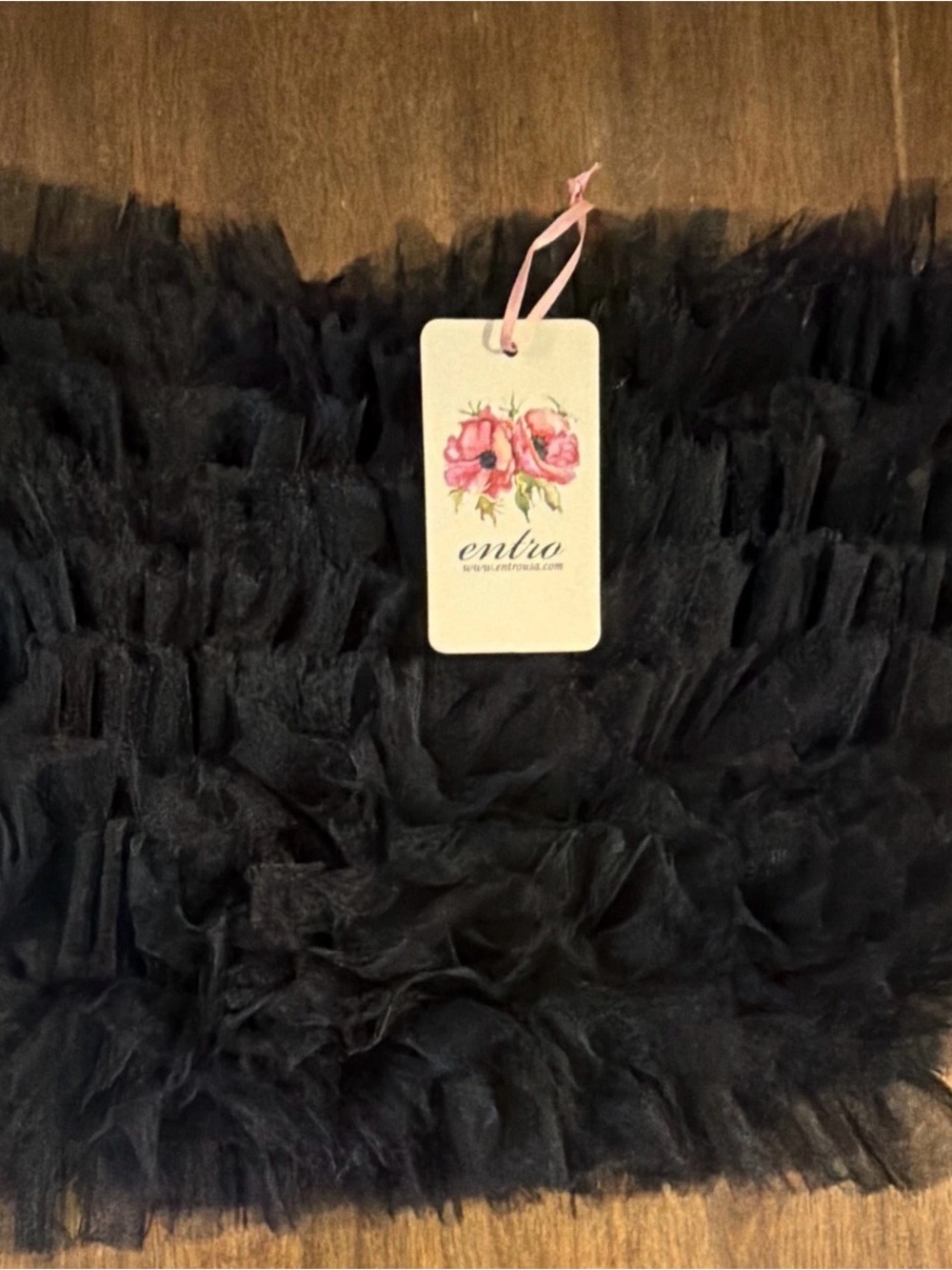 entro Black Ruffled Tulle Tank Top